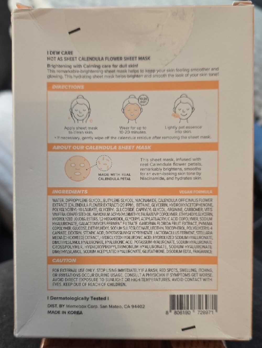 I Dew Care Hot As Sheet Calendula Flower Brightening Sheet Mask - Orange - Picture 2 of 6